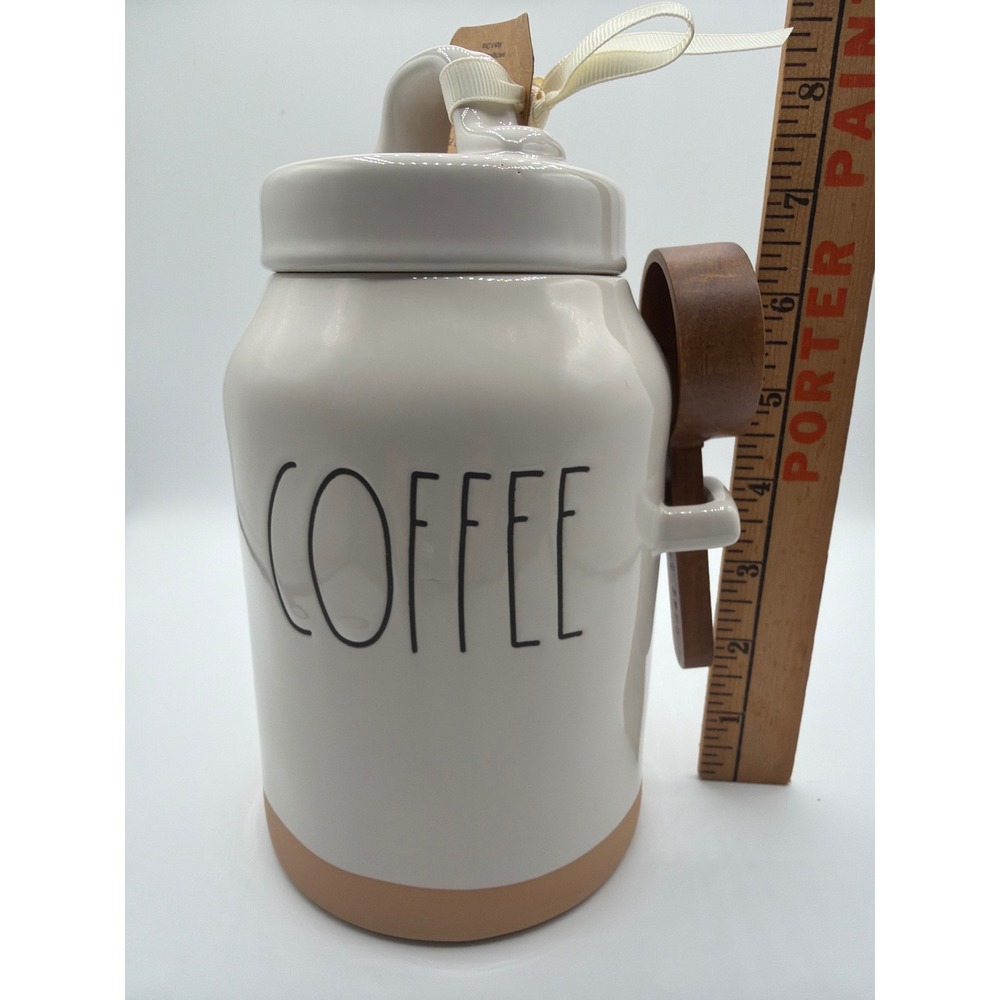 Rae Dunn COFFEE Canister with Wooden Scoop Cream Tan Farmhouse Kitchen